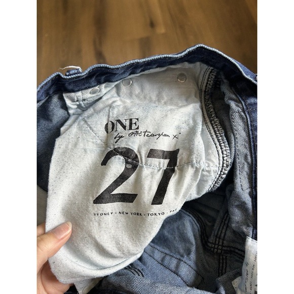 One Teaspoon Outlaws Shorts Sz 27 Cutoff 100% Cotton Denim Dark Wash Distressed - Picture 6 of 6